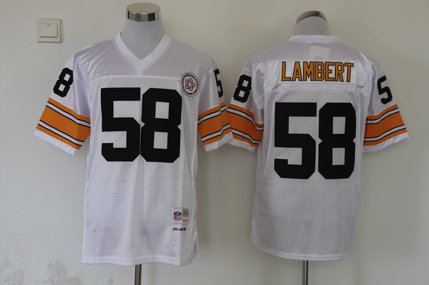 Men's Pittsburgh Steelers Jack Lambert Mitchell & Ness White Legacy Replica Jersey1