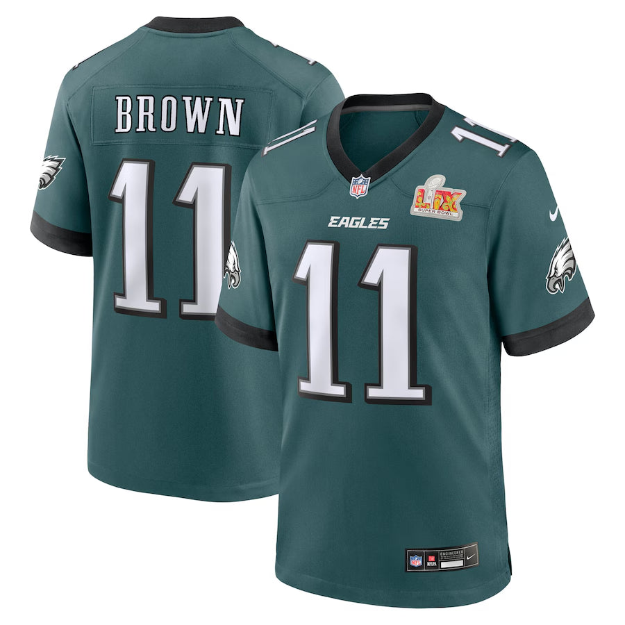 Men's Philadelphia Eagles A.J. Brown Midnight Green Super Bowl LIX Game Jersey