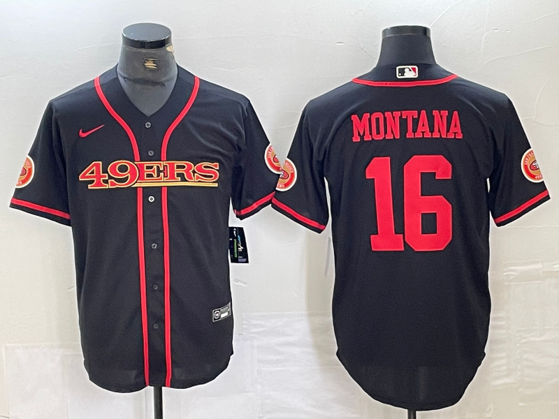Men's San Francisco 49ers Joe Montana Black Joint Edition Player Jersey