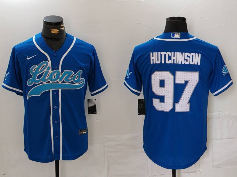 Men's Detroit Lions Aidan Hutchinson Blue Game Player Jersey