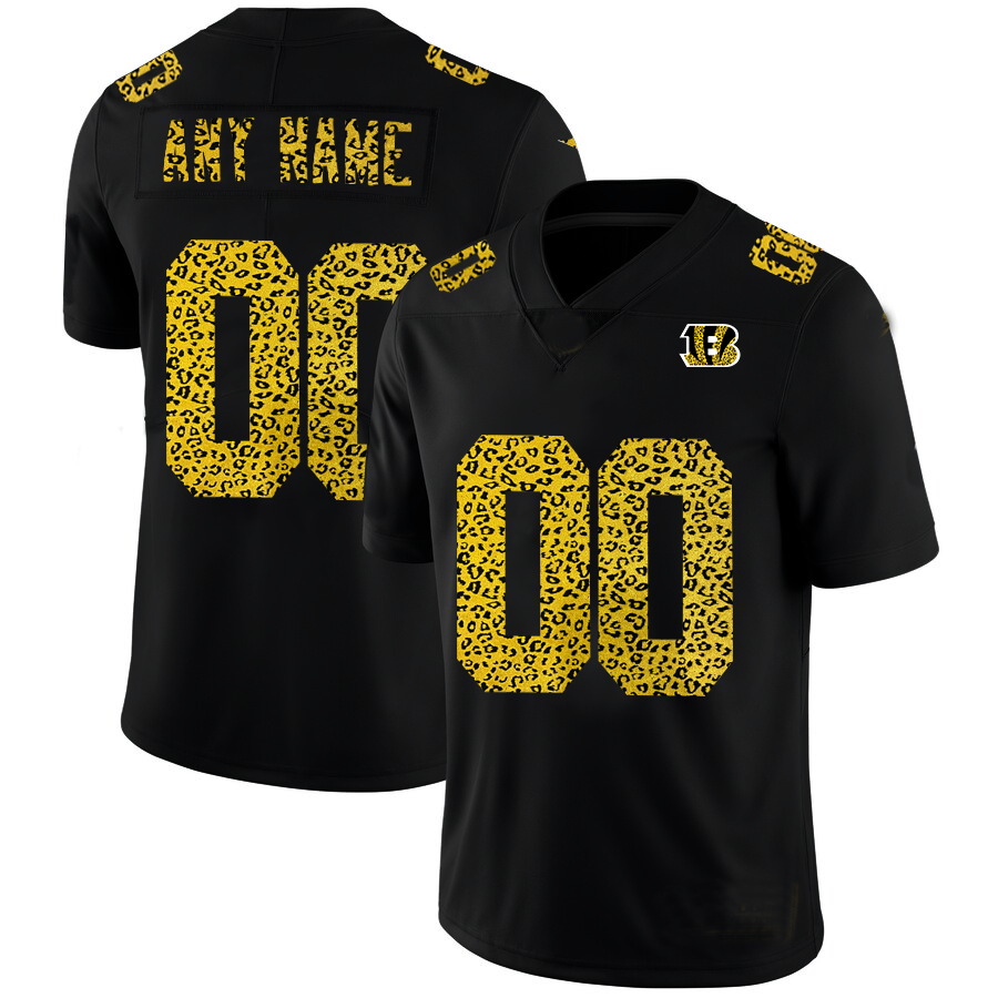 Custom1 Cincinnati Bengals Leopard Print Fashion Vapor Limited Jersey1 Black Stitched American Football Jerseys