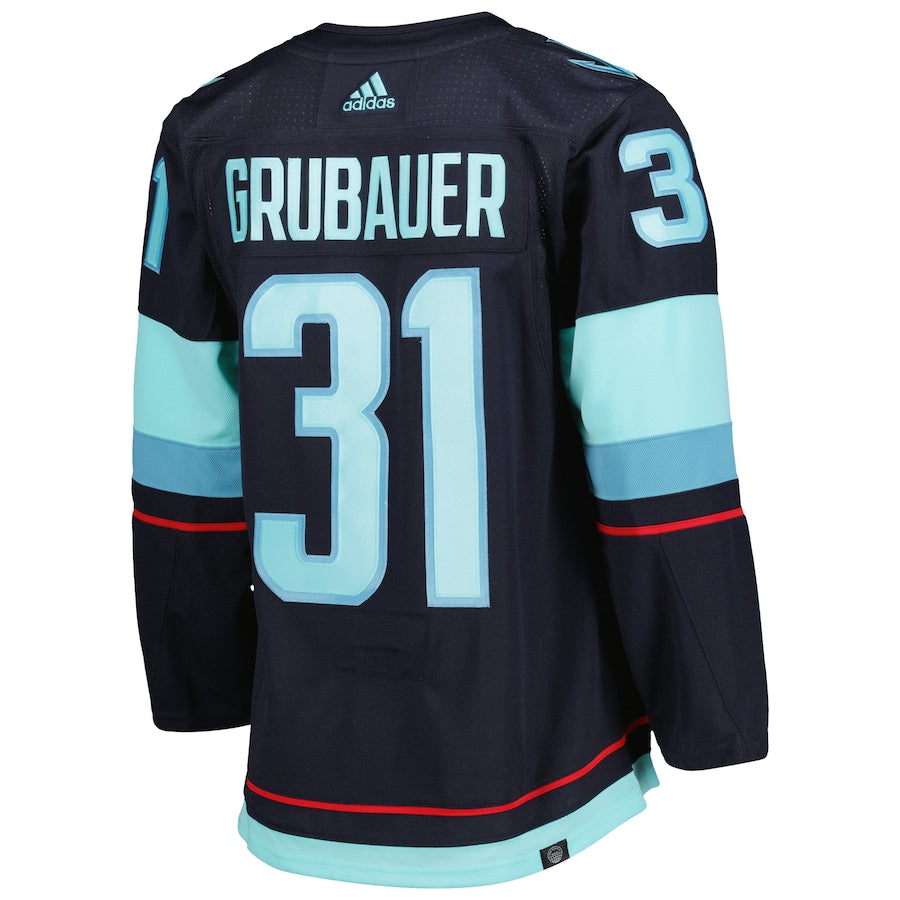 Men's Seattle Kraken Philipp Grubauer Navy Home Primegreen Authentic Pro Player - Jersey