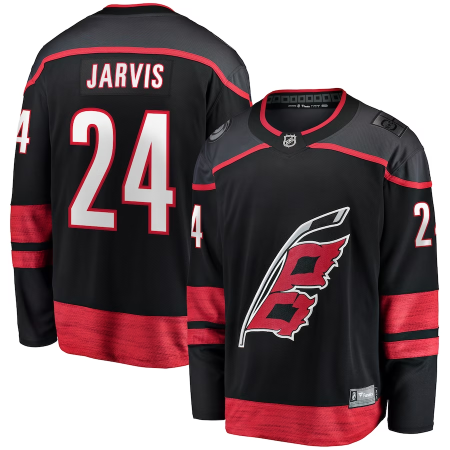 Men's Carolina Hurricanes Seth Jarvis Black Player Game Jersey