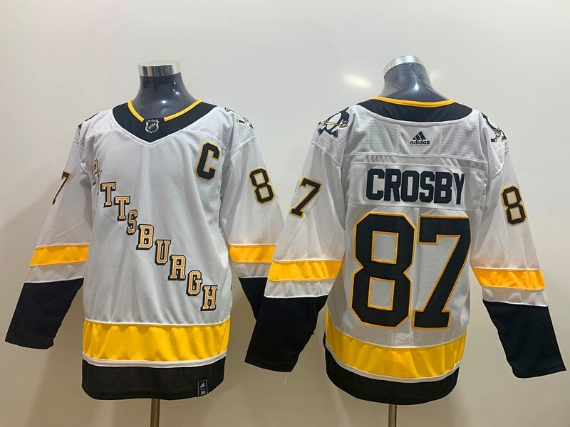 Men's Pittsburgh Penguins sidney crosby #87 White Replica Player Jersey1