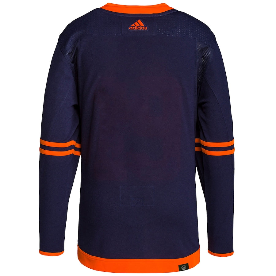 Custom Edmonton Oilers Men's Alternate Primegreen Blank Jersey - Navy