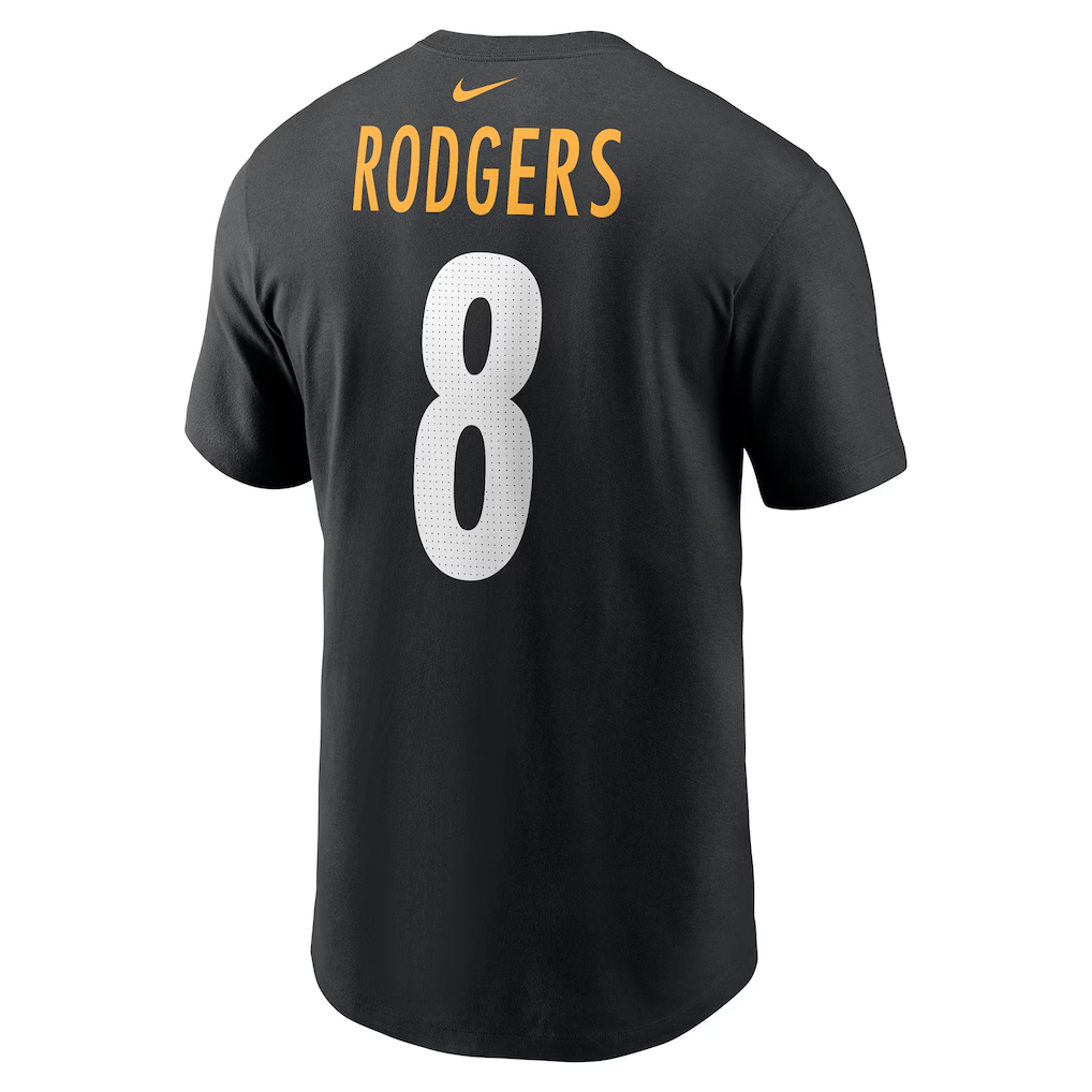 Men's Pittsburgh Steelers Aaron Rodgers Black Name & Number T-Shirt