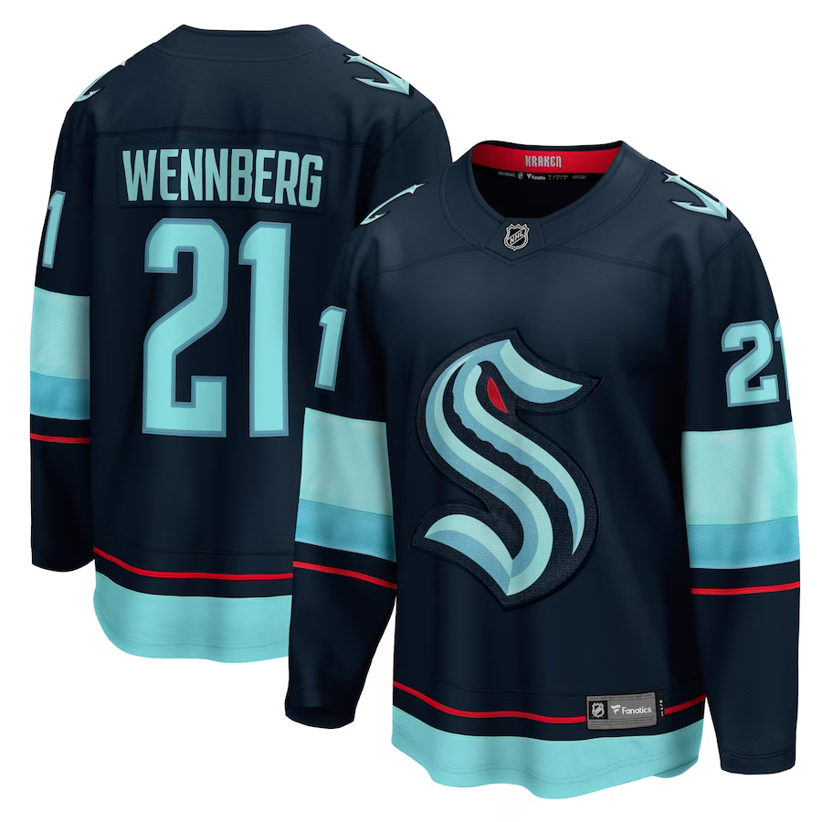 Men's Seattle Kraken Alexander Wennberg #21 Navy Home Breakaway Player Jersey1