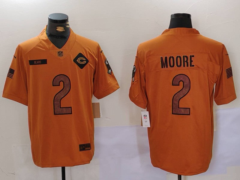 Men's Chicago Bears D.J. Moore Brown 2023 Salute To Service Limited Jersey