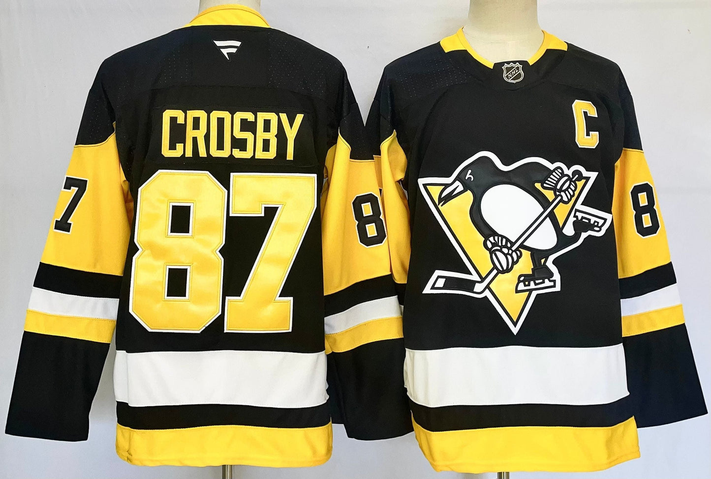 Men's Pittsburgh Penguins Sidney Crosby Fanatics Captain Patch Black Player Jersey