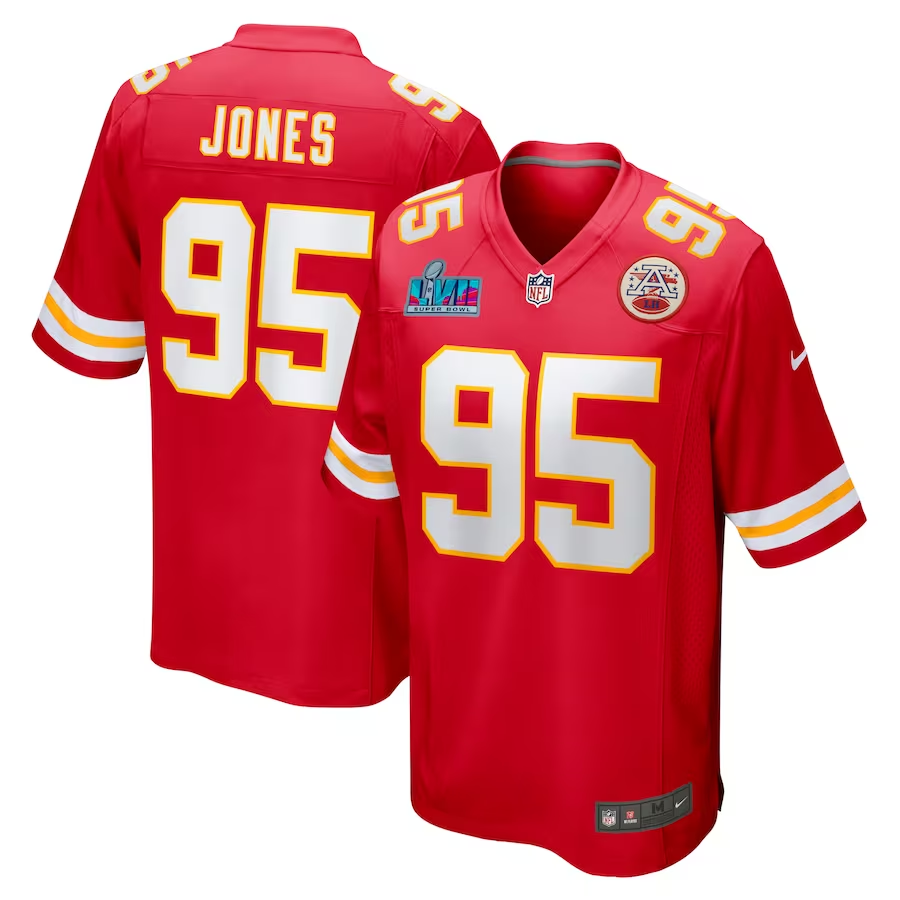 Men's Kansas City Chiefs Chris Jones Red Super Bowl LVII Patch Game Jersey