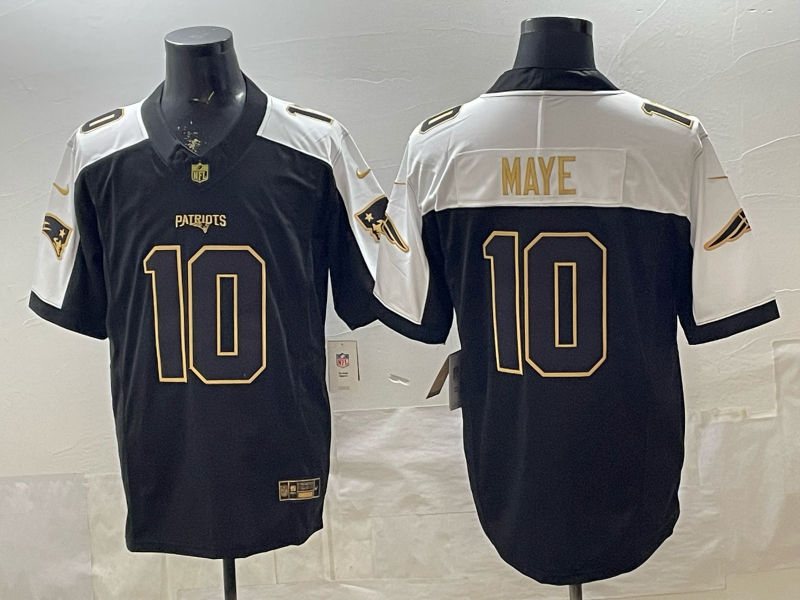 Men's New England Patriots Drake Maye #10 Black Game Player Jersey
