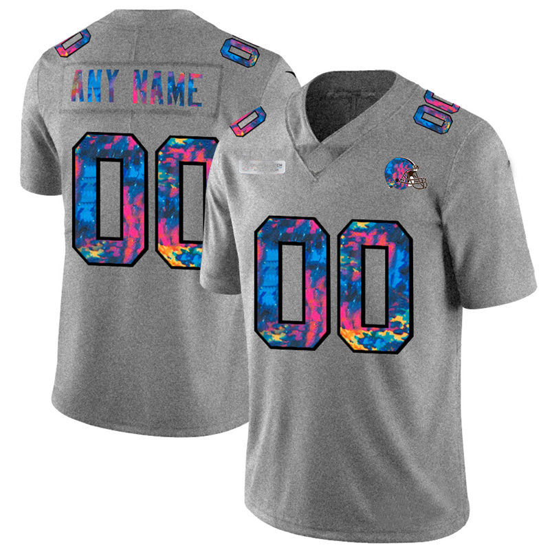 Custom1 Cleveland Browns Multi-Color 2020 Crucial Catch Vapor Untouchable Limited Jersey1 Greyheather Stitched American Football Jerseys