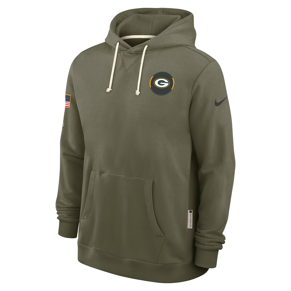 Men's Green Bay Packers Olive 2025 Salute to Service Sideline Standard Issue Dri-FIT Hoodie