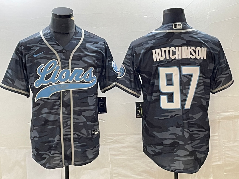 Men's Detroit Lions Aidan Hutchinson Grey Camouflage Game Jersey Joint Edition