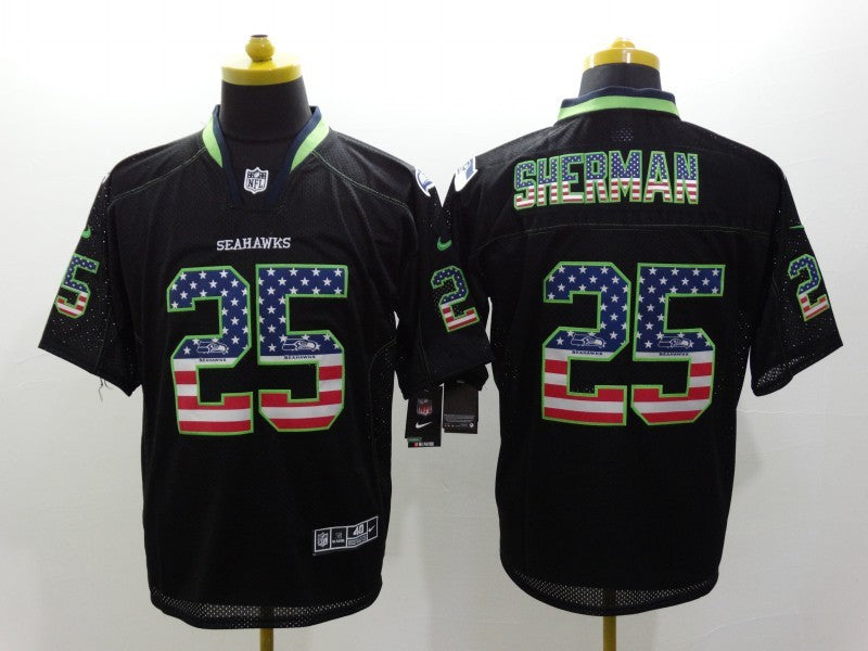 Men's Seattle Seahawks Richard Sherman #25 Black Game Jersey1