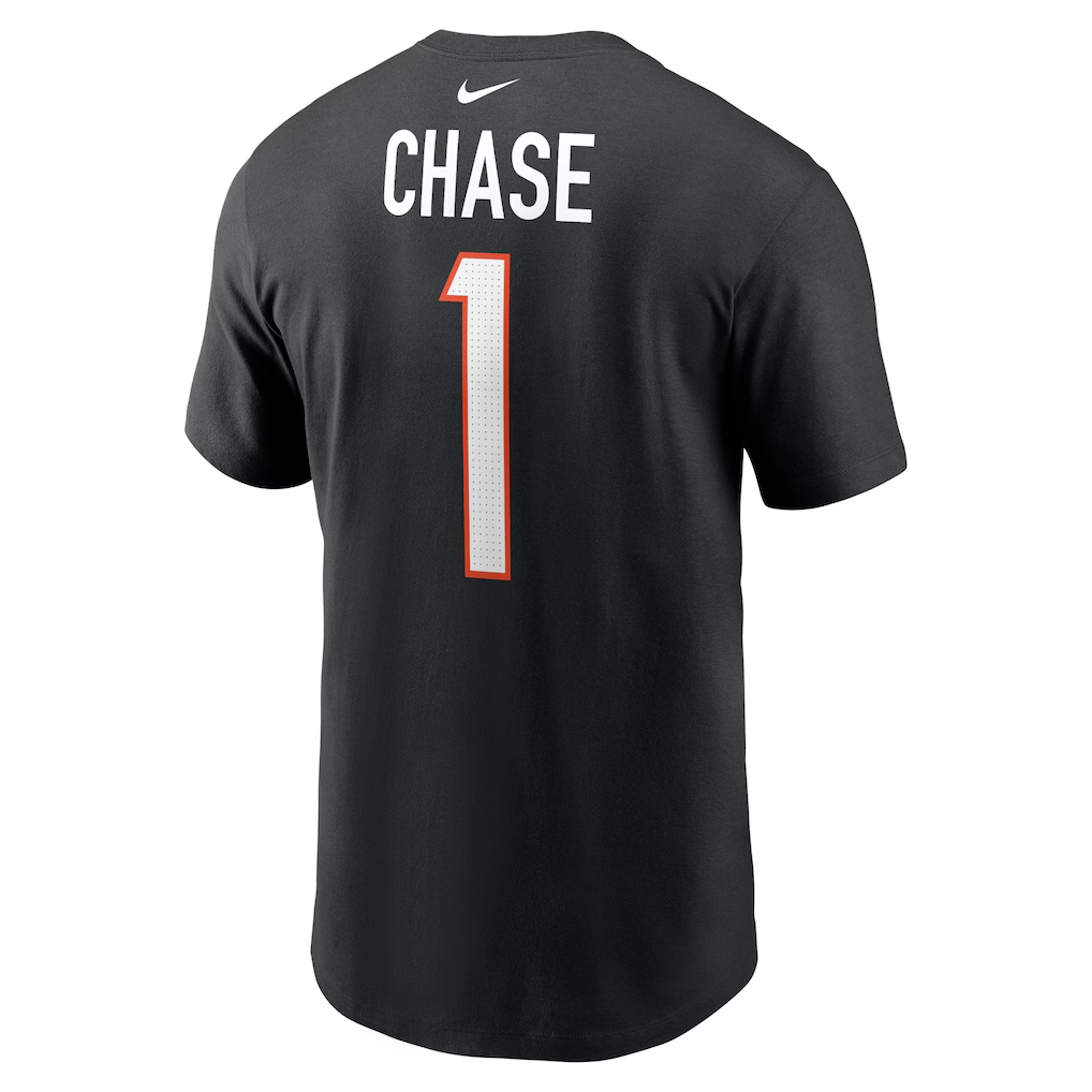 Men's Cincinnati Bengals Ja'Marr Chase Black Player Name & Number T-Shirt