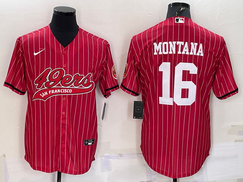 Men's San Francisco 49ers Joe Montana Red Player Jersey Joint Edition