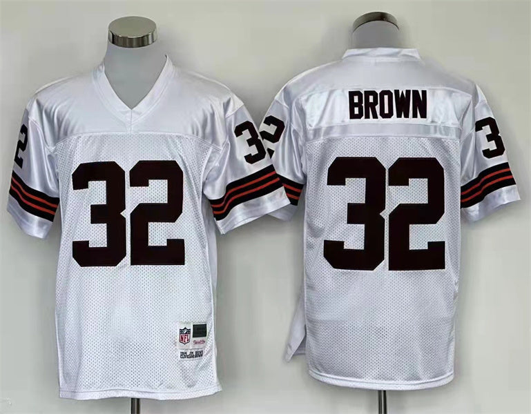 Men's Cleveland Browns Jim Brown White Legacy Replica Jersey1