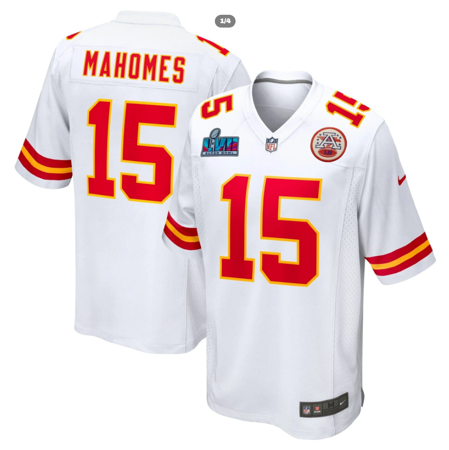 Patrick Mahomes Kansas City Chiefs Super Bowl LVII Patch Away Game Jersey - White