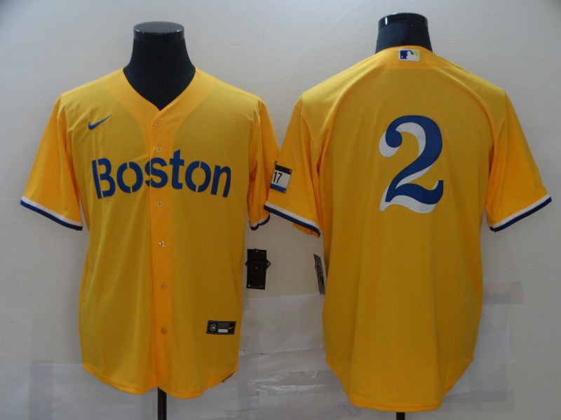 Men's Boston Red Sox Xander Boegarts Gold City Connect Replica Player Jersey