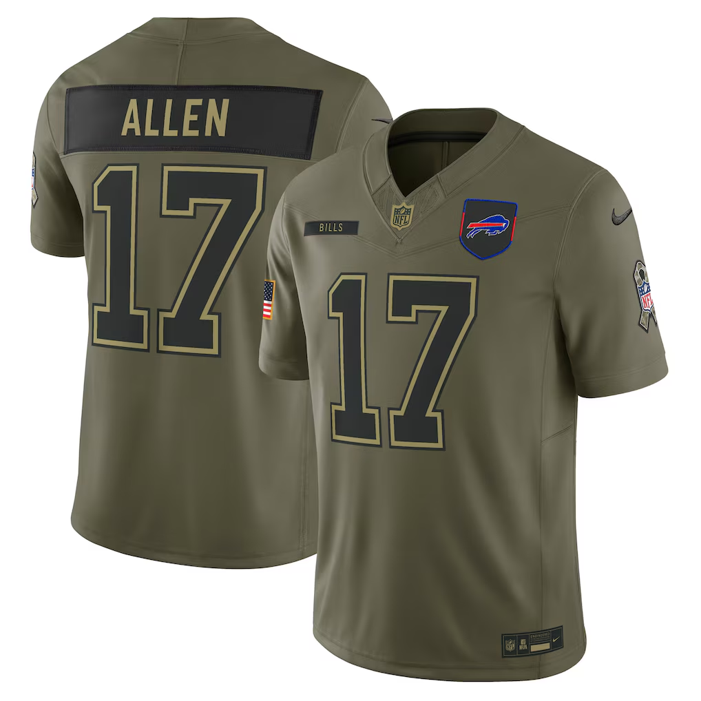 Men's Buffalo Bills Josh Allen Olive 2025 Salute to Service Limited Jersey