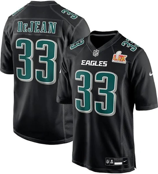 Men's Cooper DeJean Carbon Black Philadelphia Eagles Super Bowl LIX Fashion Game Player Jersey