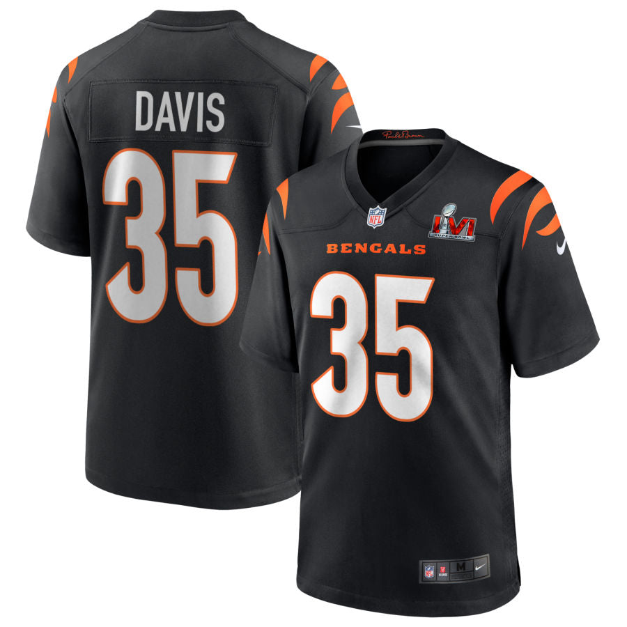 Jalen Davis Cincinnati Bengals Super Bowl LVI Game Jersey - Black