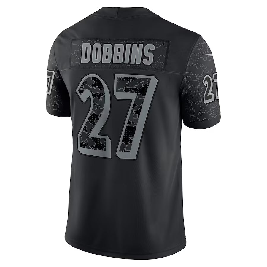 Men's J.K. Dobbins Black Baltimore Ravens RFLCTV Limited Jersey