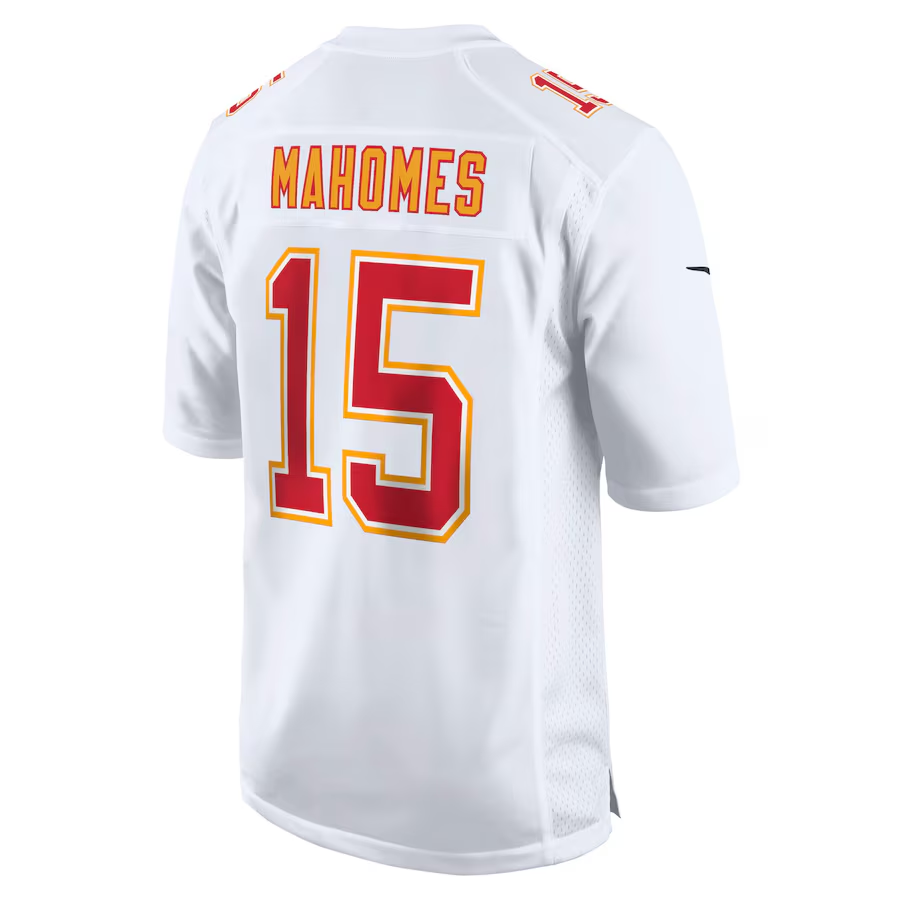 Men's Kansas City Chiefs Patrick Mahomes Carbon White Super Bowl LIX Fashion Game Jersey