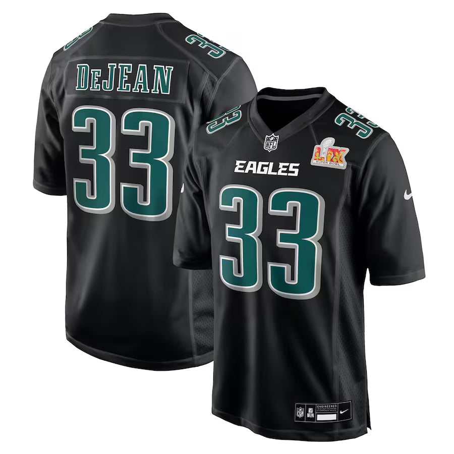Men's Philadelphia Eagles Cooper DeJean Carbon Black Super Bowl LIX Fashion Game Jersey