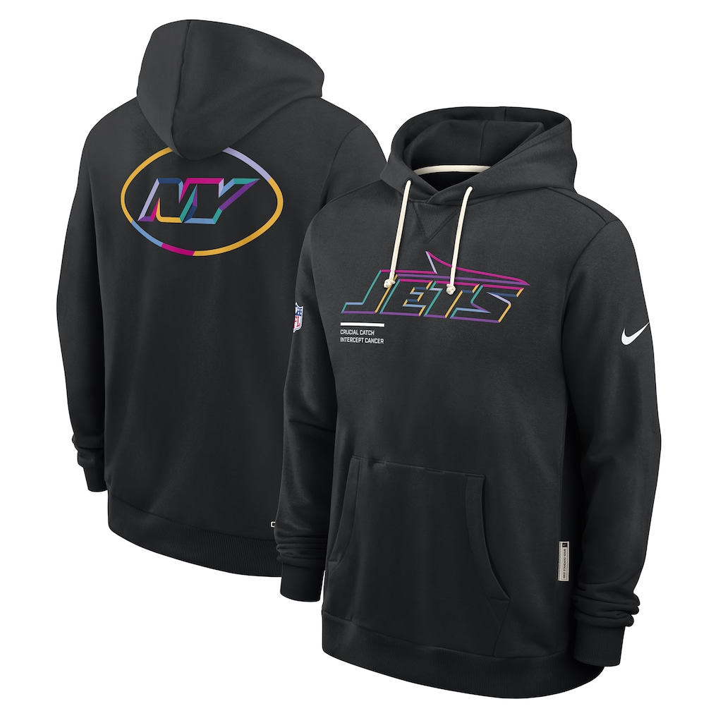 Men's New York Jets Black 2025 NFL Crucial Catch Sideline Standard Issue Dri-FIT Hoodie