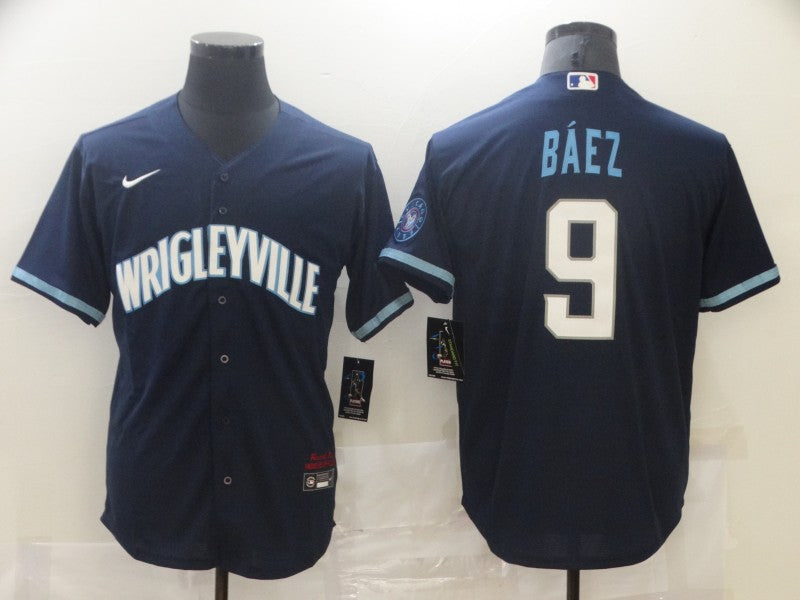 Men's Chicago Cubs Javier Baez Navy Replica Baseball Jersey