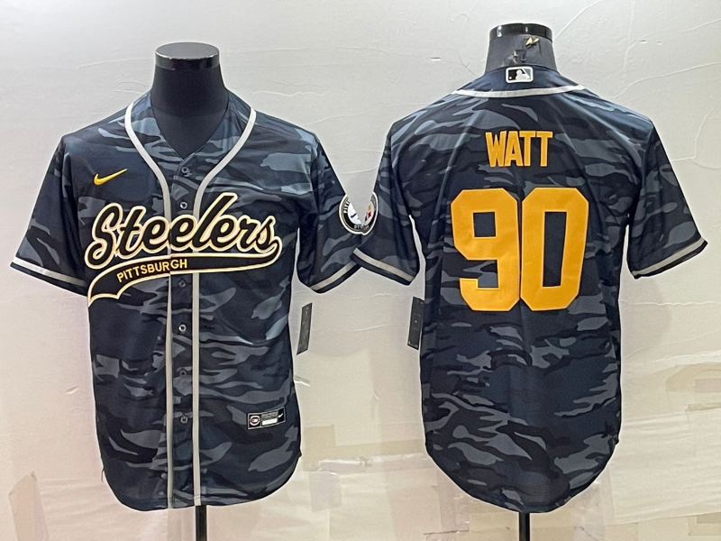 Men's Pittsburgh Steelers T.J. Watt Gray Camouflage Game Jersey Joint edition