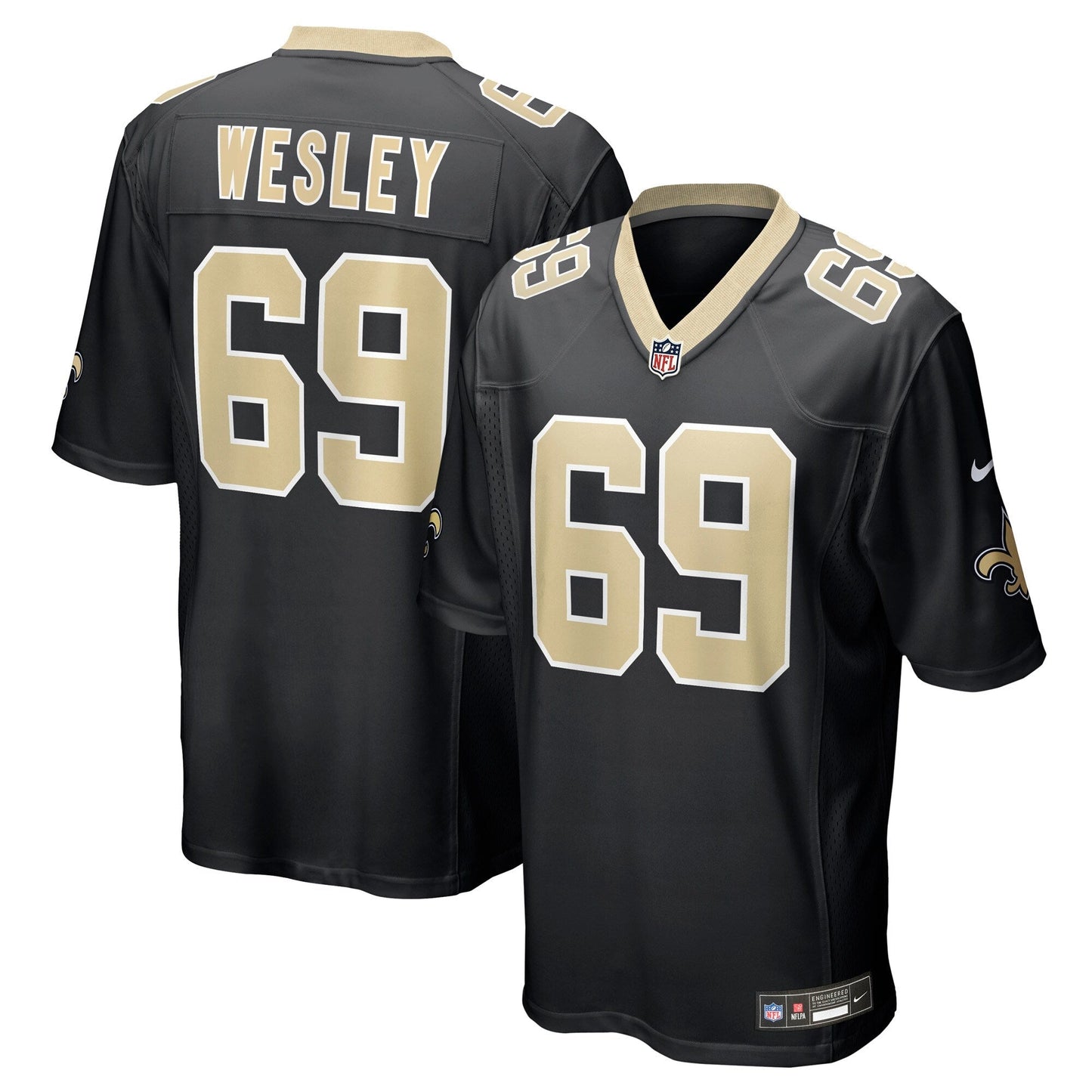 New Orleans Saints Barry Wesley Black Team Game Jersey