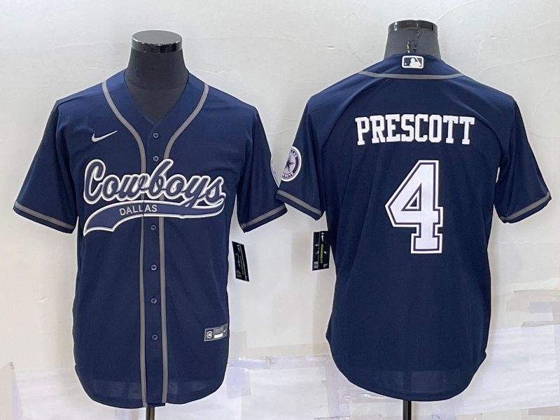 Men's Dallas Cowboys Dak Prescott Navy Player Jersey Joint Edition