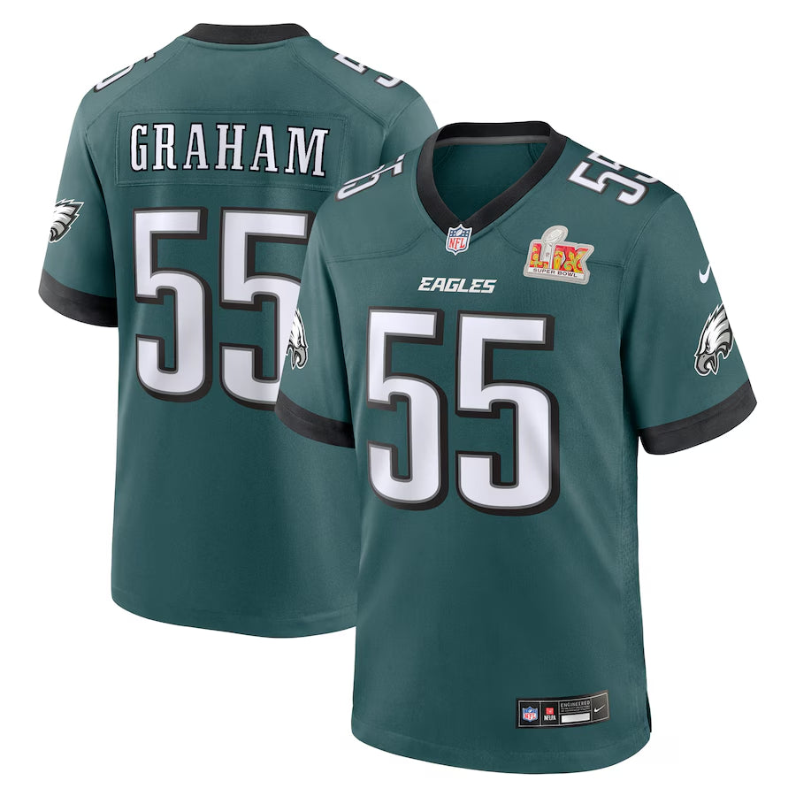 Men's Philadelphia Eagles Brandon Graham Midnight Green Super Bowl LIX Game Jersey