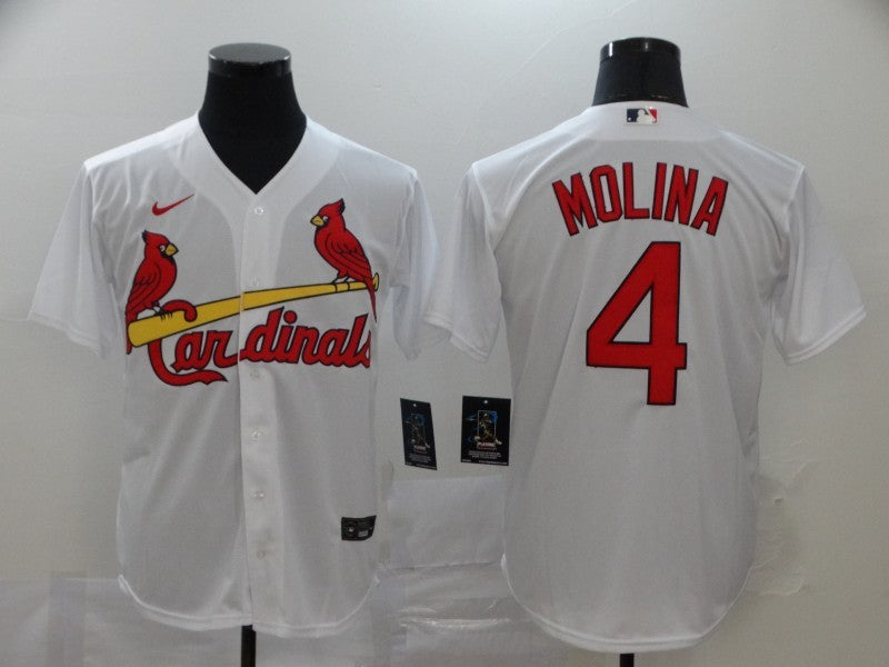 Men's St. Louis Cardinals #4 Yadier Molina Jersey White