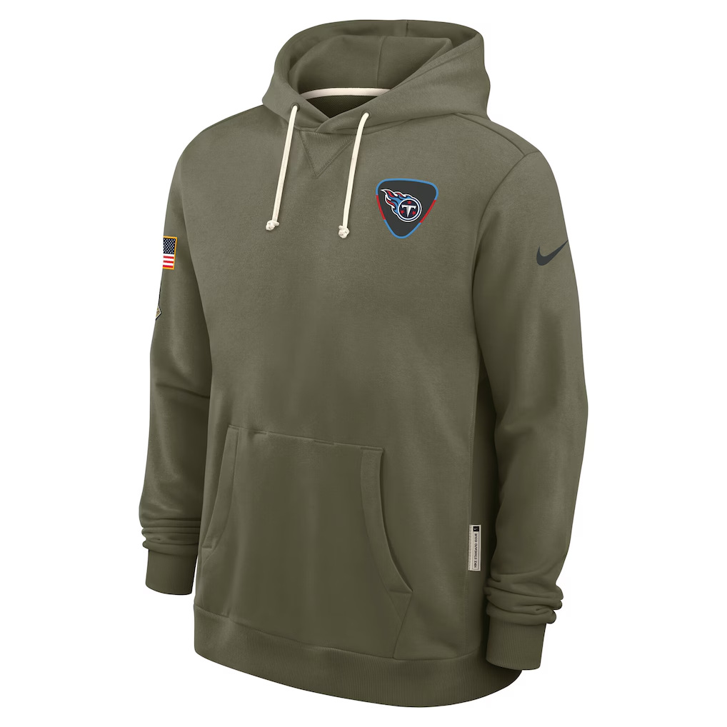 Men's Tennessee Titans Olive 2025 Salute to Service Sideline Standard Issue Dri-FIT Hoodie