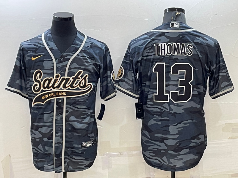 Men's New Orleans Saints Michael Thomas Grey Camouflage Game Jersey Joint Edition