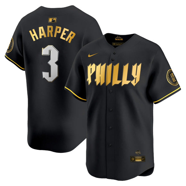 Bryce Harper Philadelphia Phillies City Connect PhillyLimited Jersey - Black Gold