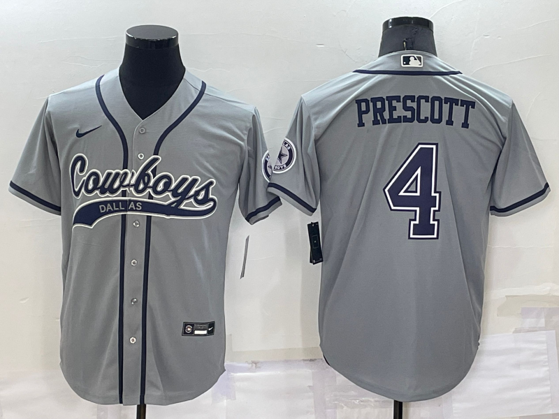Men's Dallas Cowboys Dak Prescott Gray Player Jersey Joint Edition