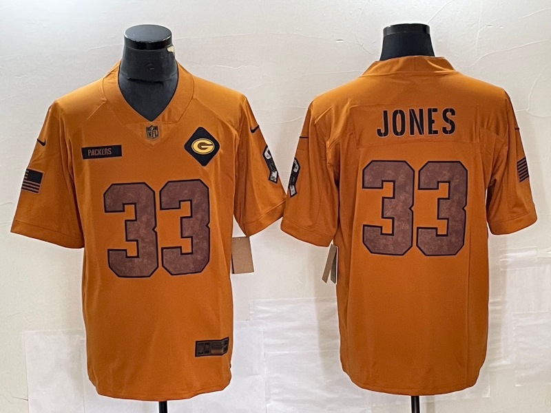 Men's Green Bay Packers Aaron Jones Brown 2023 Salute To Service Retired Player Limited Jersey