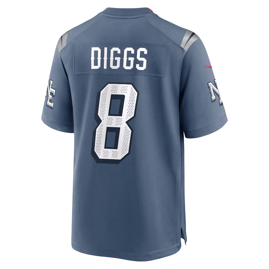 Men's New England Patriots Stefon Diggs Storm Blue 2025 Rivalries Collection Game Jersey