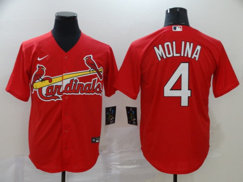 Men's St. Louis Cardinals Yadier Molina Cream Alternate Jersey RED