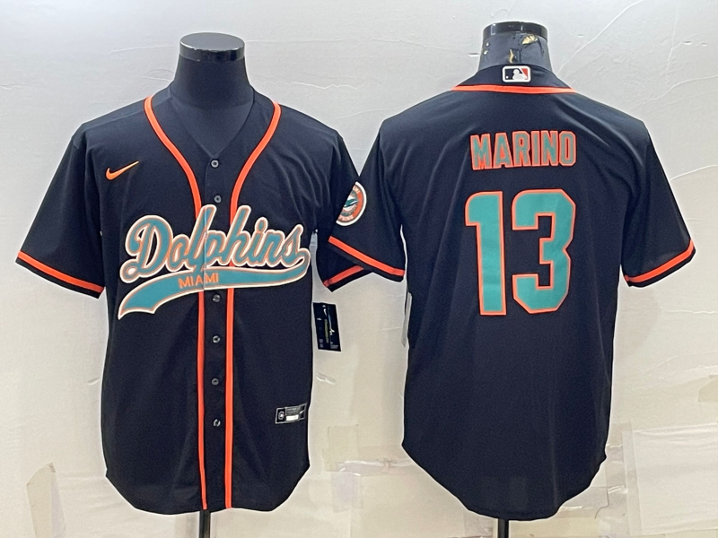 Men's Miami Dolphins Dan Marino Black Game Jersey Joint Edition