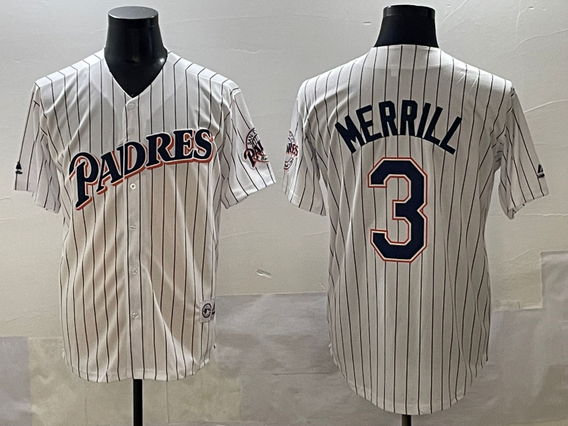 Men's San Diego Padres Jackson Merrill White Game Player Jersey