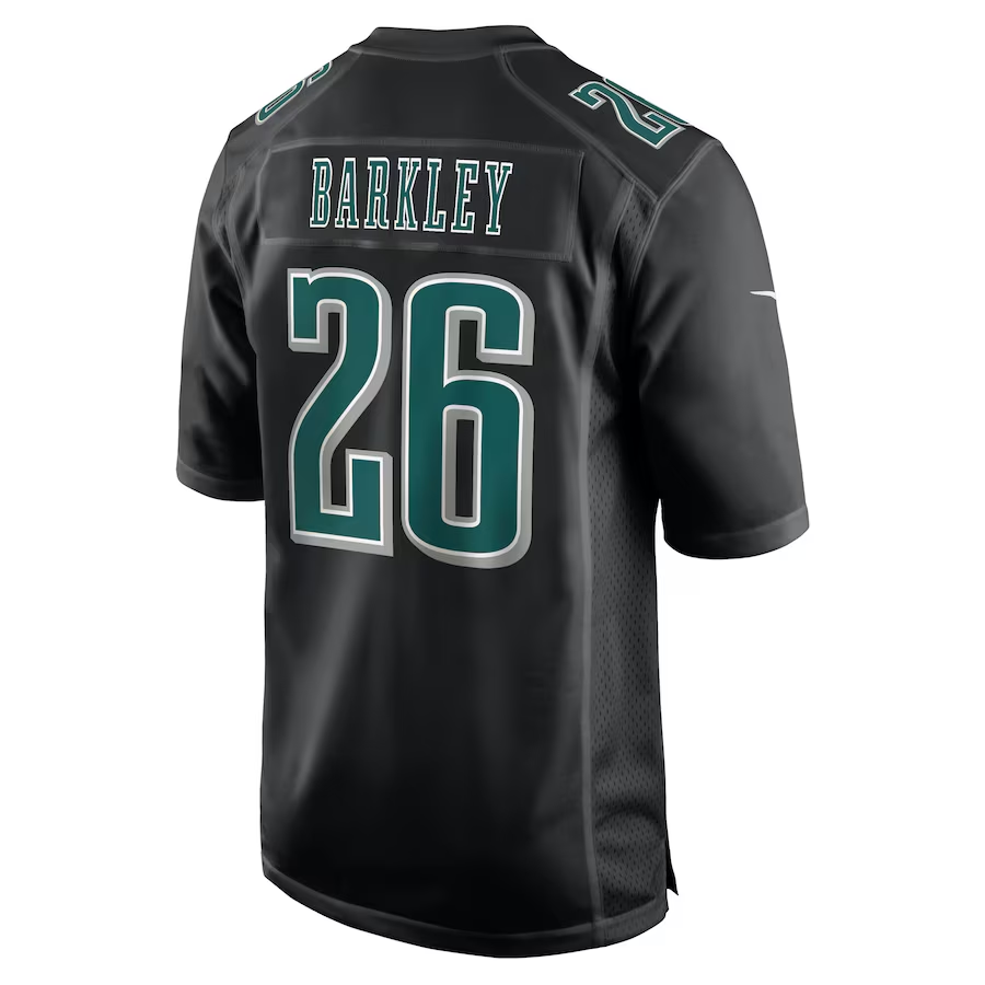 Men's Philadelphia Eagles Saquon Barkley Carbon Black Super Bowl LIX Fashion Game Player Jersey