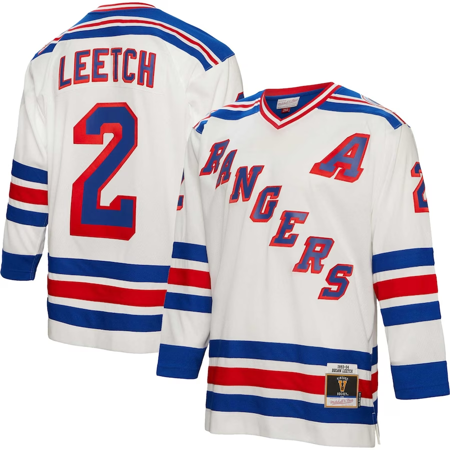 Men's New York Rangers Brian Leetch White Player Game Jersey
