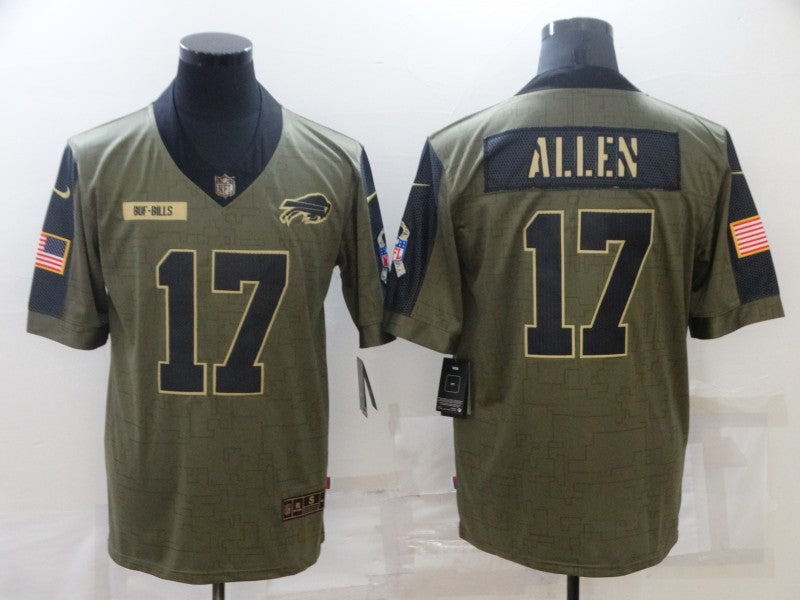 Men's Buffalo Bills Josh Allen #17 Brown Player Game Jersey1