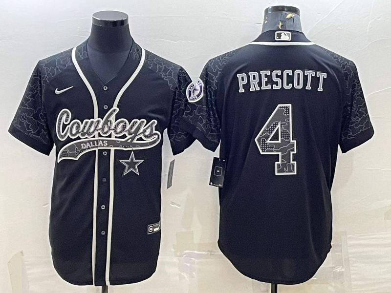 Men's Dallas Cowboys Dak Prescott Black RFLCTV Limited Jersey Joint Edition